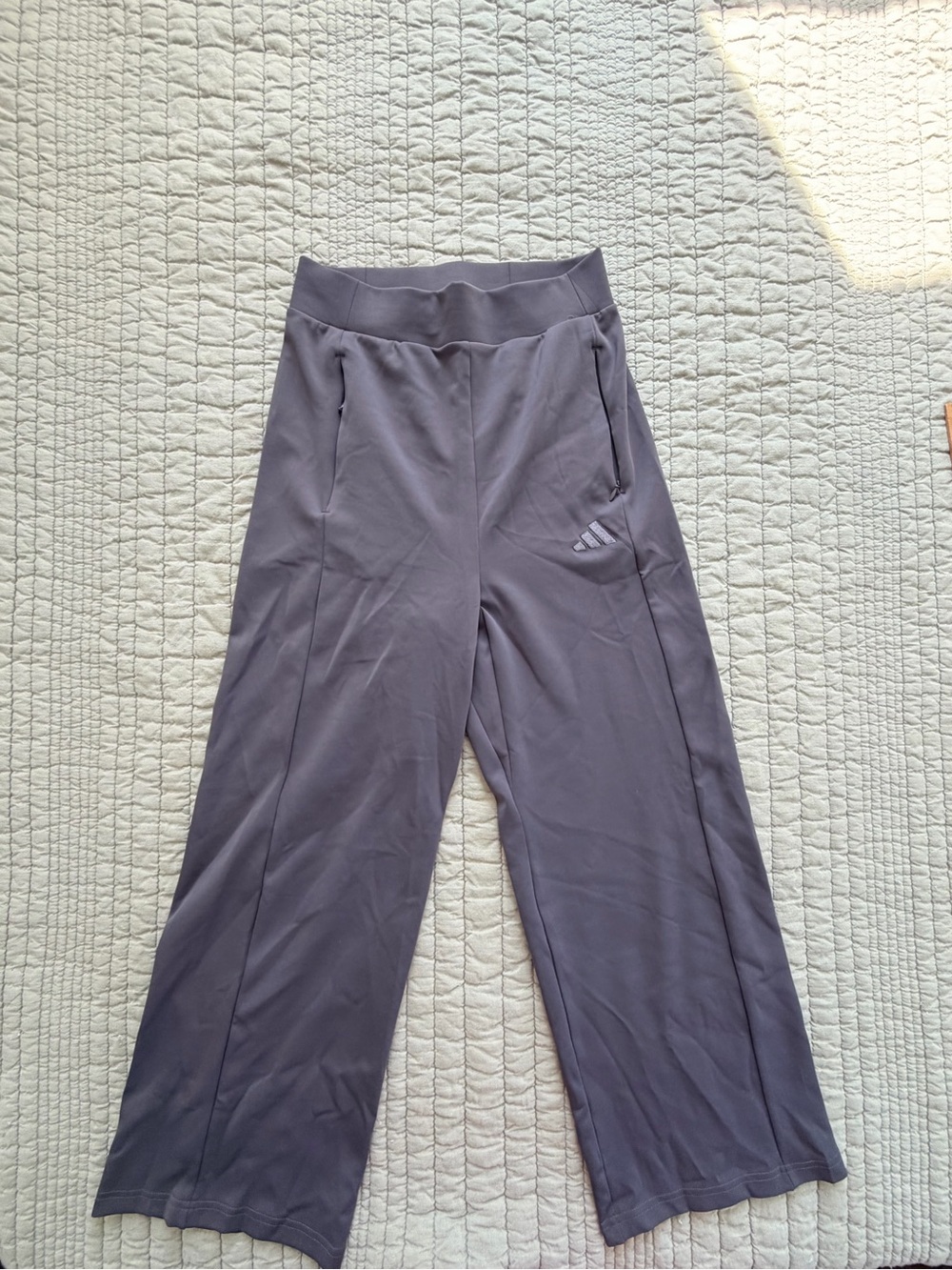 adidas WomensWide-Leg Sweatpants in Gray